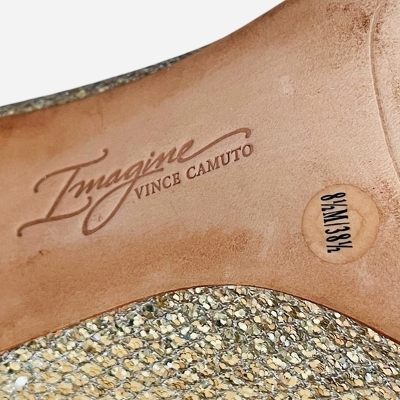 Vince Camuto IM-Lura Gold Glitter Mesh Heeled Ankle Boots Size 8.5 - Picture 12 of 12
